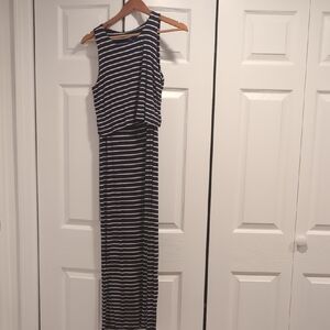 Seraphine Navy and White Striped Maxi Dress